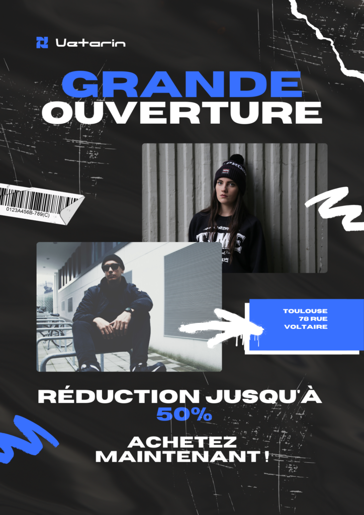 Black Blue Grunge Grand Opening Discount Poster